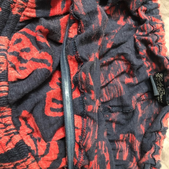 Small Navy blue and red strapless cotton dress, long - Picture 4 of 11